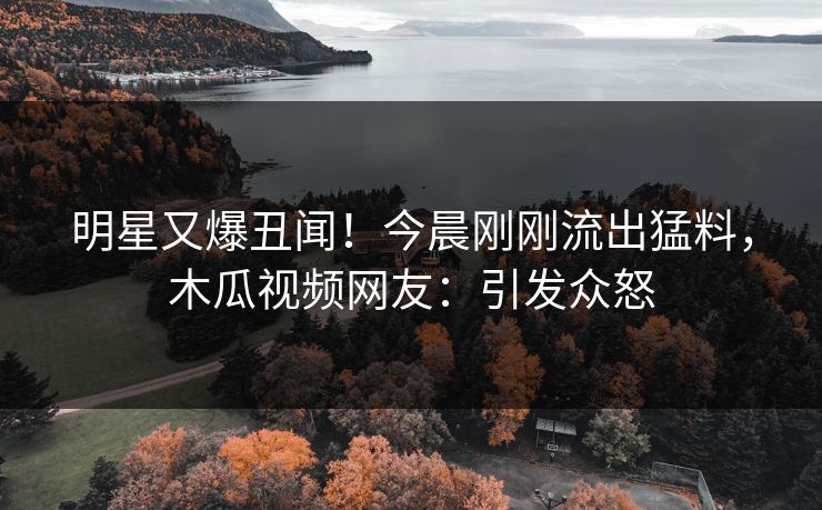 明星又爆丑闻！今晨刚刚流出猛料，木瓜视频网友：引发众怒