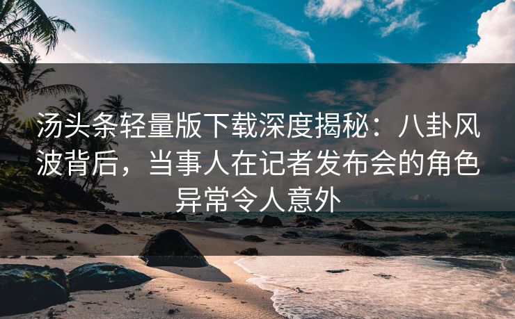 汤头条轻量版下载深度揭秘：八卦风波背后，当事人在记者发布会的角色异常令人意外
